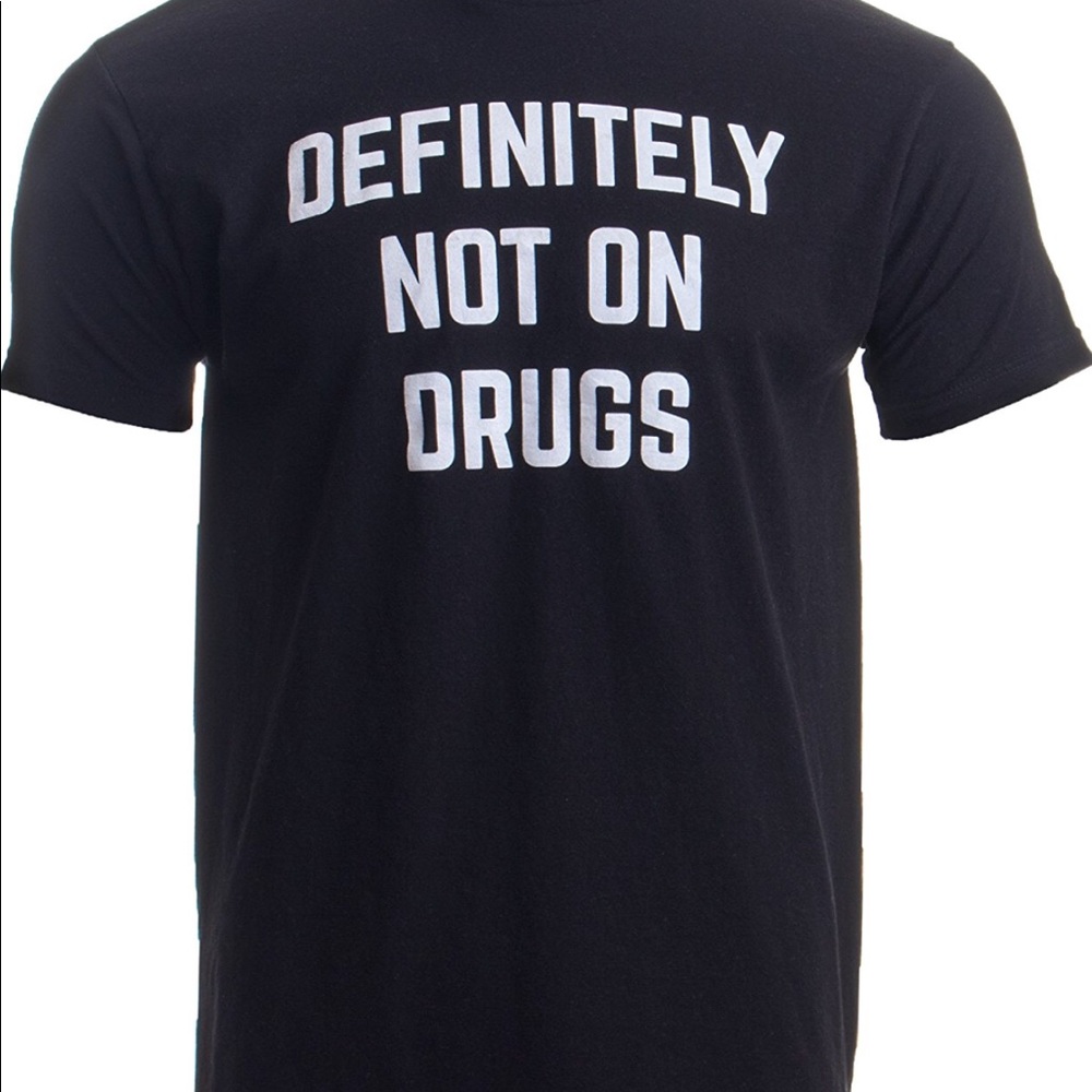 Black t shirt definitely not on drugs funny gag glows in the dark club party - Picture 2 of 3